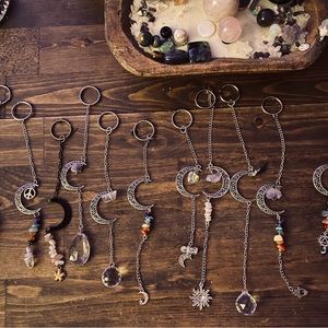 Lunar Moon window hanging made with real crystals